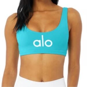 ALO Yoga Turquoise Ambient Logo Sports Bra